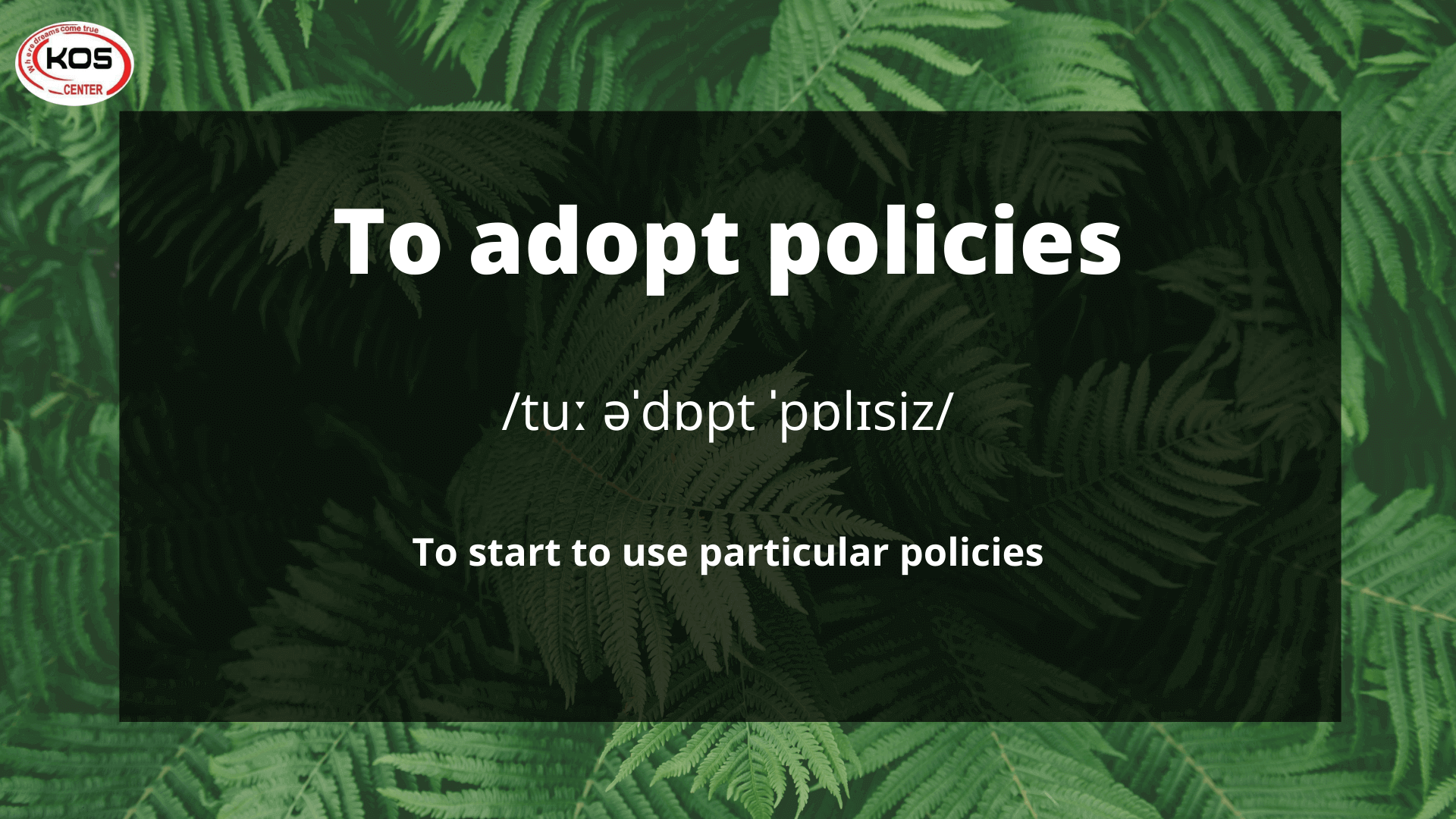 To adopt policies